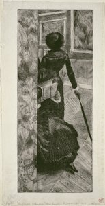 Mary Cassatt v galerii obrazů v Louvru, 1879-80 od Edgar Degas
