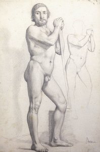 Nahý muž stojící; Nude Man Standing, c.1856 od Edgar Degas