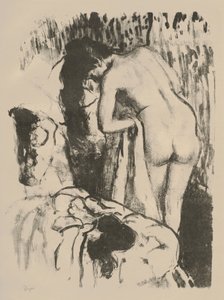 Nahá žena stojící, suší se, kolem 1891-92 (litho na tkaném papíře)