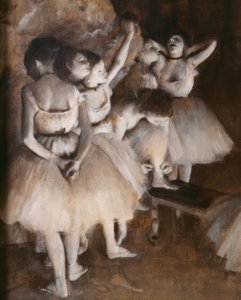 Zkouška baletu na jevišti od Edgar Degas