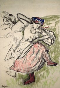 Ruští tanečníci, kolem roku 1899 (uhl a pastel na pauzovacím papíře) od Edgar Degas