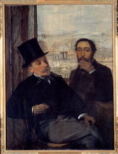 Autoportrét s malířem Evaristem de Valernesem (1816-1896) Edgar Degas se představil vpravo. Obraz Edgara Degase (1834-1917) 1865 Sun. 1,16x0,89 m Paříž, musee d