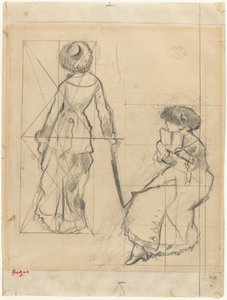 Studie na "Mary Cassatt v Louvru" [recto] od Edgar Degas