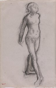 Study of a Nude Dancer, c.1878-79 (uhl a černý fix na papíře) od Edgar Degas