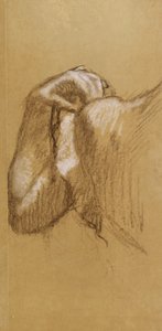 Studie ruky, asi 1895-90 (hnědobílý pastel na hnědém pauzovacím papíře) od Edgar Degas