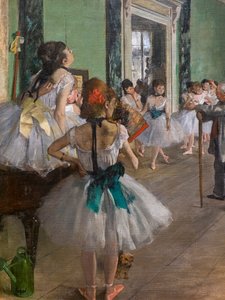 Kurz tance (detail). Začíná v roce 1873, končí v letech 1875-1876. Olej na plátně. od Edgar Degas