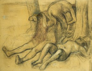 Tři koupající se pod stromem; Tři koupající se pod stromem, c.1894 od Edgar Degas