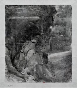 Do divadla. Kolem roku 1878. Monotyp má černý inkoust z Číny. od Edgar Degas