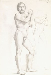 Dvě akademické studie člověka, c.1856 od Edgar Degas