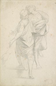 Dvě postavy stojící na Letu kroků, po Raphaelovi, c1853-54 od Edgar Degas