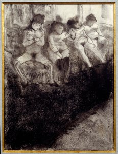 Čekání na druhou verzi. V nevěstinci čekají na zákazníky prostitutky. Obraz Edgara Degase od Edgar Degas