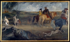 Válečná scéna ve středověku Malba Edgara Degase (1834-1917) 1861 Sun. 0,85x1,47 m Paříž, musee d