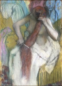 žena česání vlasů od Edgar Degas