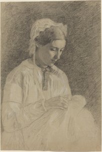 Dámské vyšívání, 1855-1860 od Edgar Degas