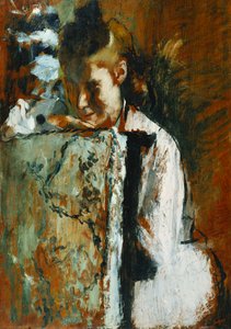 Mladá dívka sedící opřená o opěradlo židle; Mladá dívka sedící opřená o opěradlo křesla, c.1889 od Edgar Degas