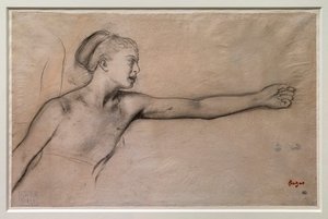 Young Spartan girl (studie pro „Little Spartan girls provoking boys“). Kolem 1860-1862. Černá tužka, grafit, mísí se na pauzovacím papíře. od Edgar Degas