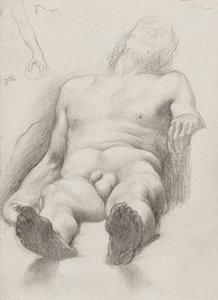 Étude - Homme Nu Couché, 1856-58 (grafit na krémově zbarveném papíře)