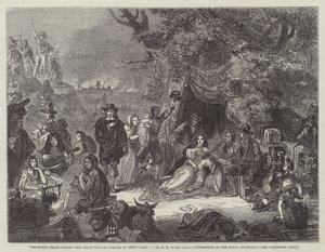 Highgate Fields během velkého požáru Londýna v roce 1666