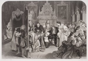 James II (1633-1701) přijímající zprávy o přistání prince Oranžského, vyryl F.A. Heath od Edgar Melville Ward