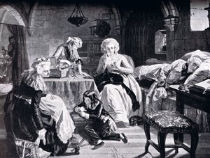 Ludvík XVI. a jeho rodina v Chateau du Temple, z „Historie národů“ od Edgar Melville Ward