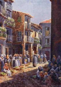 Severní Španělsko: Bejar, roh na tržišti (barevné lito) od Edgar T. A. Wigram
