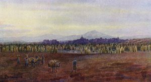 Severní Španělsko: Benavente, shora most Castro Gonzalo (barevné lito) od Edgar T. A. Wigram