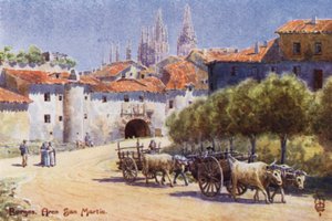 Severní Španělsko: Burgos, Arco San Martin (barevné lito) od Edgar T. A. Wigram