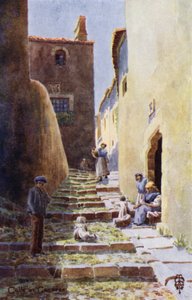 Severní Španělsko: Caceres, Calle de la Cuesta de Aldana (barevné lito)