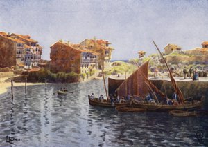 Severní Španělsko: Llanes, The Harbour (barevné lito)