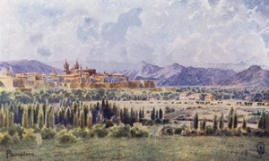Severní Španělsko: Pamplona, Od cesty k hranici (barva lito) od Edgar T. A. Wigram