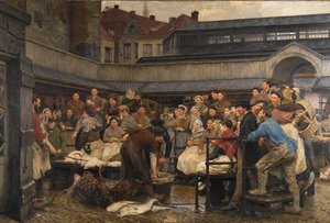 Starý rybí trh v Antverpách v roce 1882 (olej na plátně) od Edgard Farasyn
