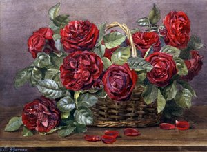 Červené růže. Obraz Edith Isabel Barrow (zemřela 1930) Soukromá sbírka. od Edith Isabel Barrow