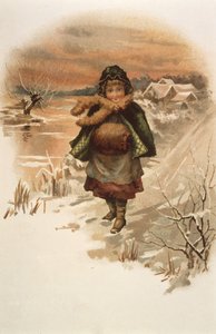 Dívka na zasněžené silnici, ilustrace z filmu Kde žijí lilie, 1889 od Edith S. Berkeley