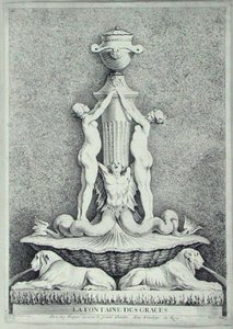 La Fontaine des Graces, vyryto Huquierem (rytina)
