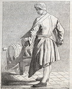 Obchodník s octem - Pepetit metier de Paris (Studie provedené v Nižších lidech neboli Cris of Paris) - rytina Edma Bouchardona (1698-1762) od Edmé Bouchardon