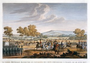 „Manévrování císařské gardy za přítomnosti dvou císařů v Tilsitu, 28. června 1807“.