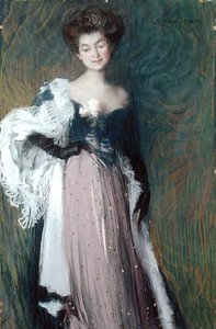Mladá žena s růží (olej na plátně) od Edmond François Aman Jean