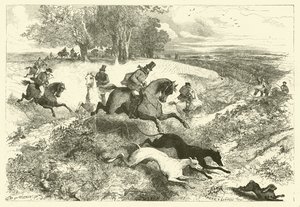 Hare coursing v Anglii (rytina)