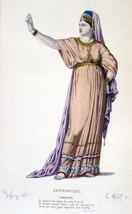 Postava Sophonisbe v tragédii Sophonisbe - plné divadlo: (Sbírka her Corneille) kresba Geffroy, rytina L. Wolff - ed. Laplace, Sanchez et Cie, Paříž 1884 od Edmond Aime Florentin Geffroy