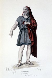 Postava starého Horáce v tragédii Horace - plné divadlo: (Sbírka her Corneille) kresba Geffroy, rytina L. Wolff - ed. Laplace, Sanchez et Cie, Paříž 1884