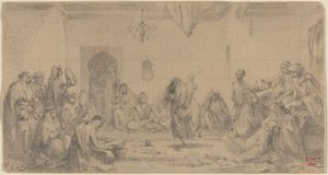 Interiér s tanečnicí od Edmond Hédouin