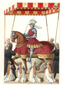 Francouzský král Ludvík XII. (1462-1515), podle miniatury Jeana Marota (nebo Desmarets, cca 1450-cca 1526) - Litografie z ilustrace Edmonda Lechevalliera-Chevignarda (1825-1902), z „historických kostýmů 16. od Edmond Lechevallier Chevignard