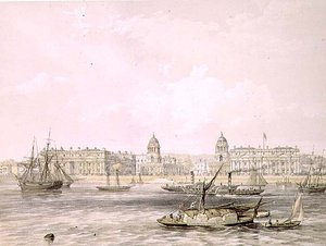 Greenwich Hospital, ryl Thomas Picken (fl.1838-d.1870), pub. 1852 od Lloyd Bros. & Co. (litografie) od Edmund (after) Walker