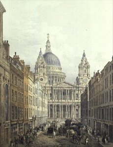 Katedrála svatého Pavla, pohled na Ludgate Hill, hospoda. 1852 od LLoyd Bros. & Co. (akvatinta) od Edmund (after) Walker