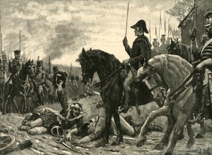Setkání Wellingtona a Bluchera po bitvě u Waterloo, 1815 c1890. od Edmund Blair Leighton