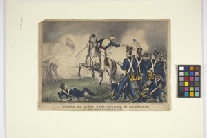 Smrt adjt. Genl. George S. Lincoln (ruční litografie)
