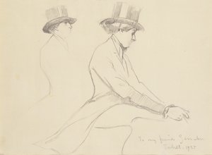 Jezdecké figury (tužka na papíře) od Edmund Charles Tarbell