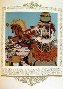 Princ líbá krásnou princeznu ve věži. Rusko" od Dulaca. od Edmund Dulac