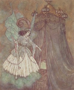 "Ocitla se tváří v tvář vznešené a krásné dámě", ilustrace z filmu "Kráska a zvíře". od Edmund Dulac