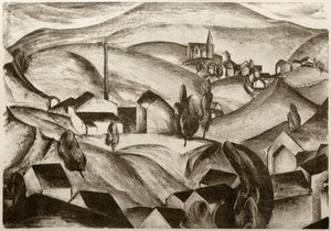 Krajina s domy od Edmund Fabry